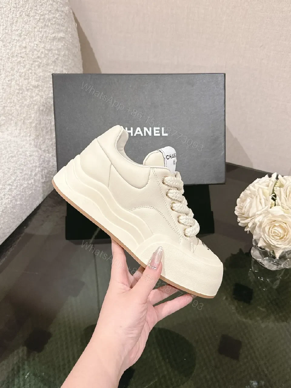 View 9 of White Leather Couture Sneakers: Luxe Comfort & Everyday Style