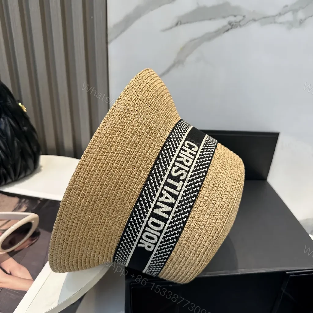 View 8 of Natural Straw Hat with Designer Band, Sun-Brim Style