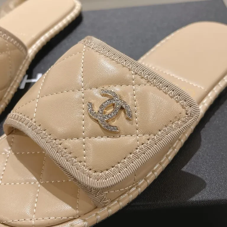 View 9 of Quilted Slides with Chanel Motif â€“ Luxury Everyday Comfort