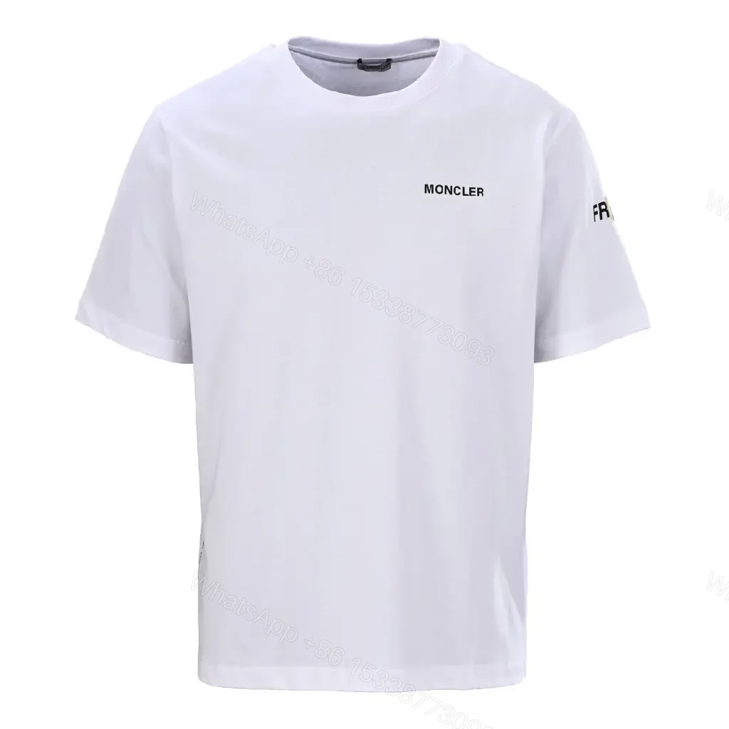 View 6 of Lightweight White Tee with Subtle Moncler Logo, Modern, Ultra-Comfortable