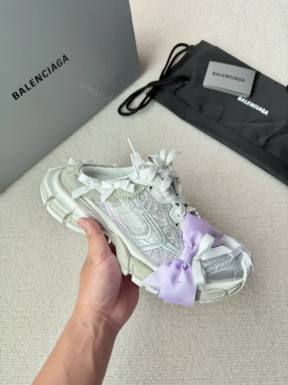 View 9 of Lilac-Accented Textured Luxe Sneaker, Cushioned Comfort, Casual/City Wear