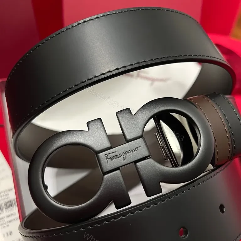 View 6 of Black Leather Belt with Double-G Buckle â€“ Italian Craftsmanship