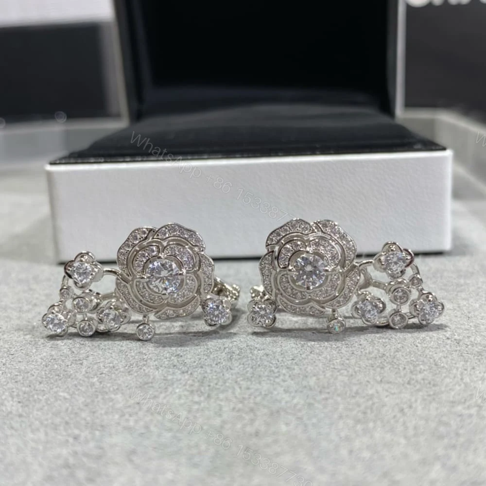 View 2 of CHANEL BOUTON DE CAM??LIA HANGING EARRINGS