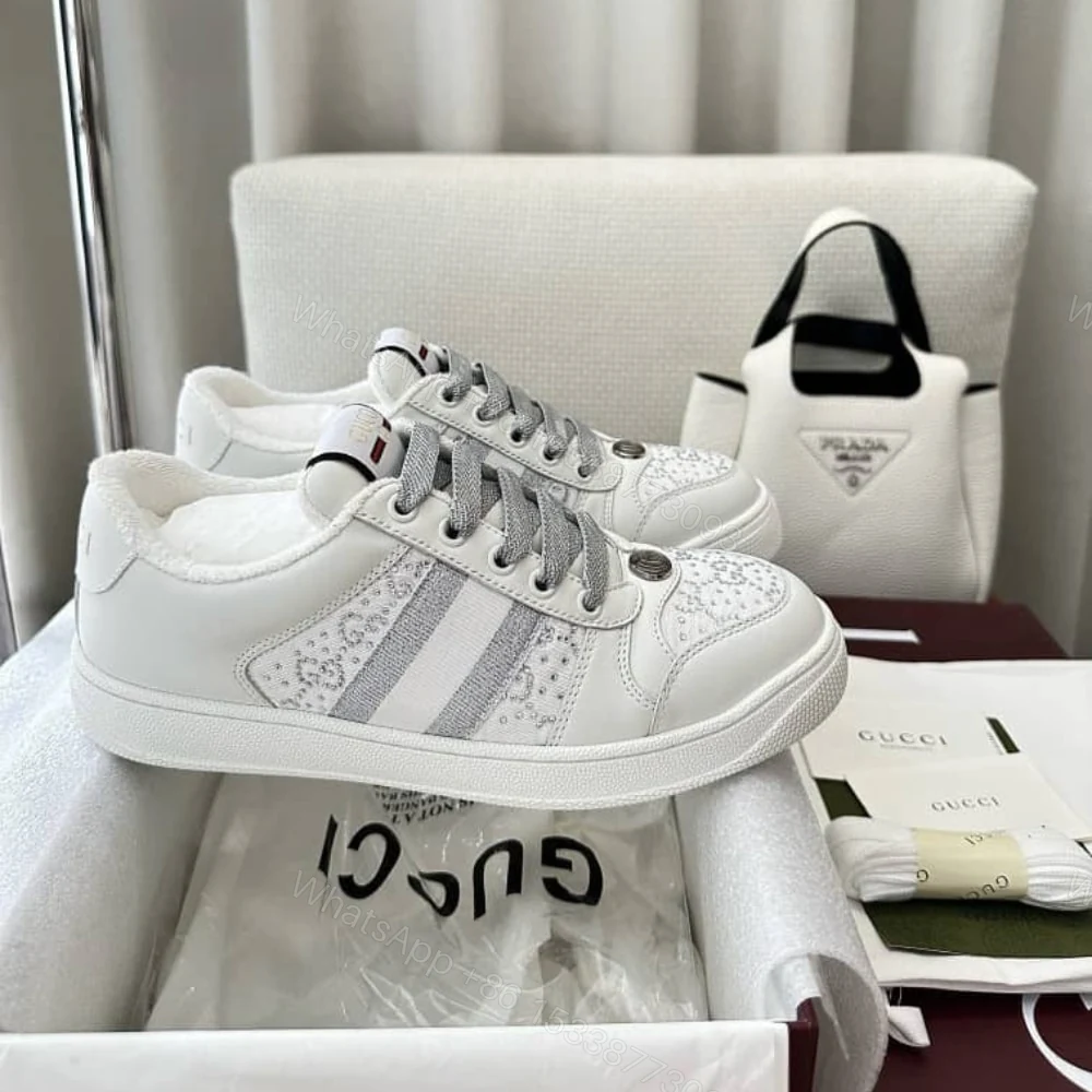 View 6 of Gucci Women’S GG Ctystal Screener Sneaker White ‎732193 FADQ7 9096