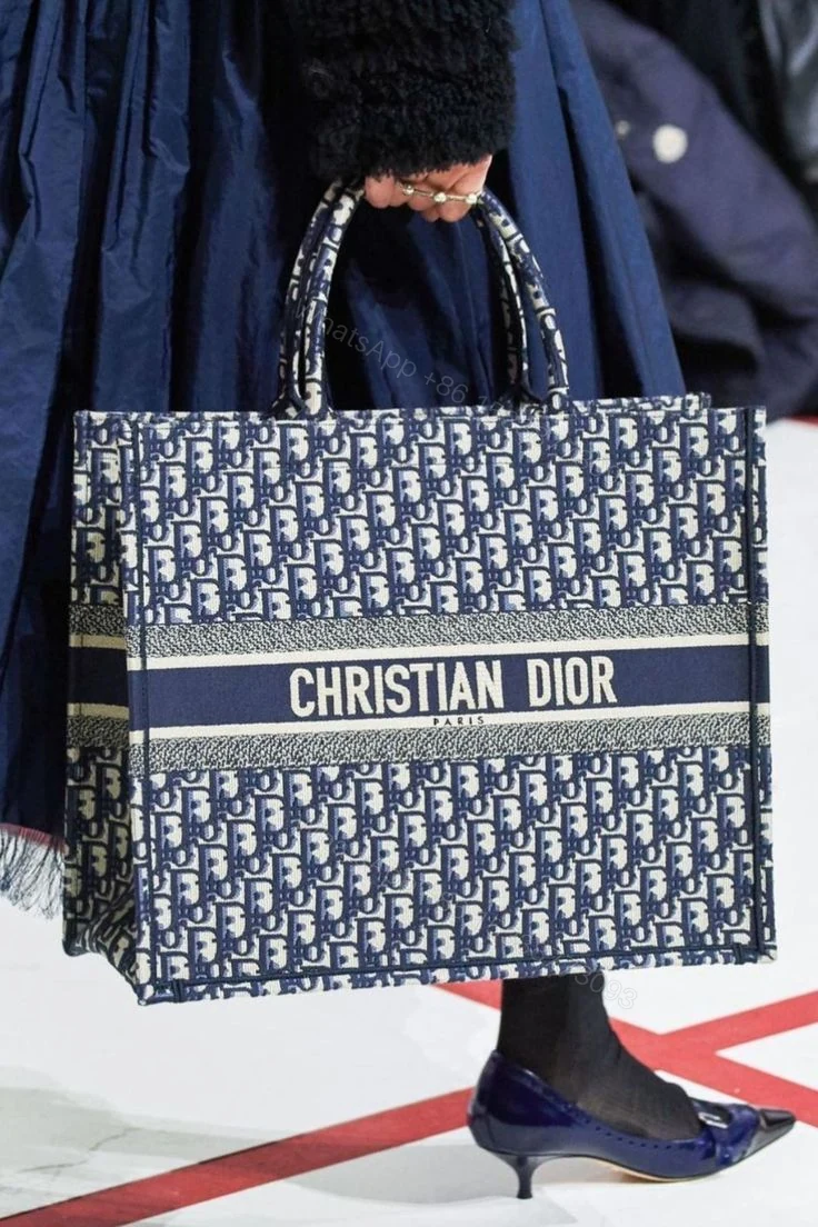 View 6 of Christian Dior Book Tote Bag In Dior Oblique Motif Embroidery First Copy | AAA+ Replica