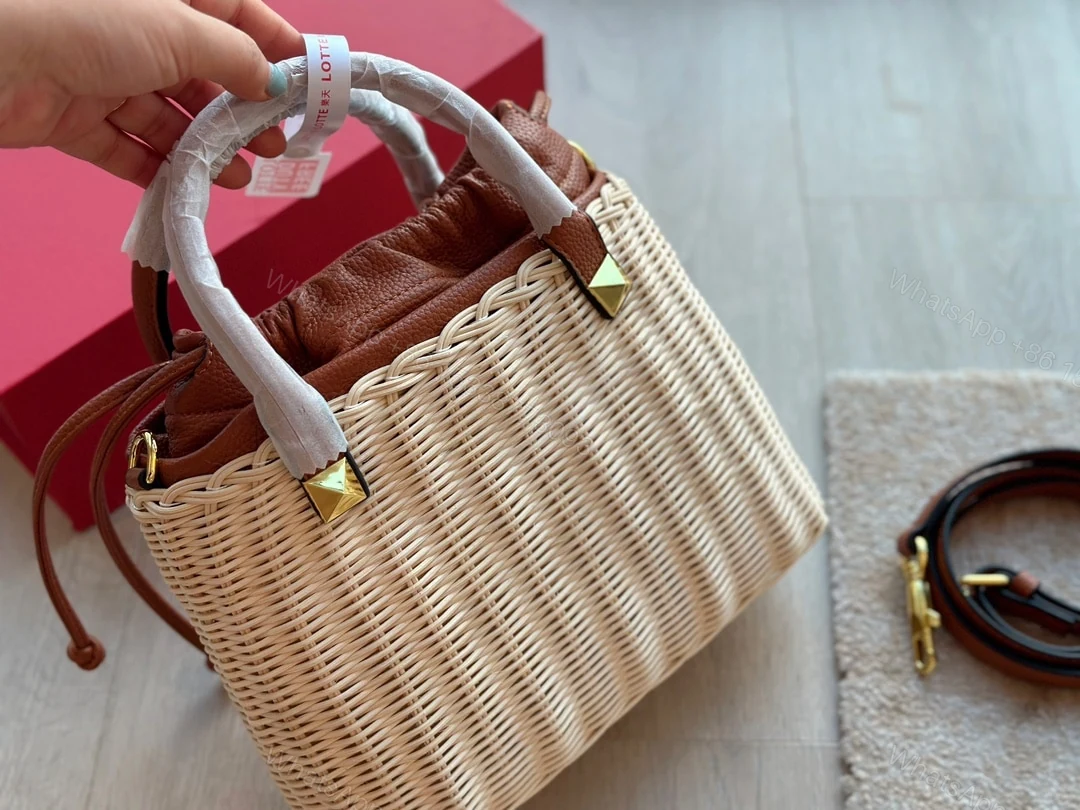View 5 of VALENTINO GARAVANI WO VLOGO SMALL WICKER BASKET BAG BEIGE 25CM XW2B0K41YMP 43S