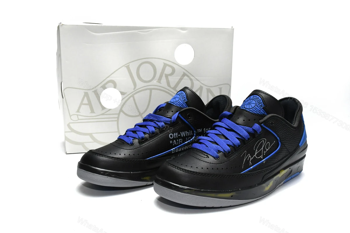 Off White x Air Jordan 2 Retro Low SP Black and Varsity Roy DJ4375-004 — view 2