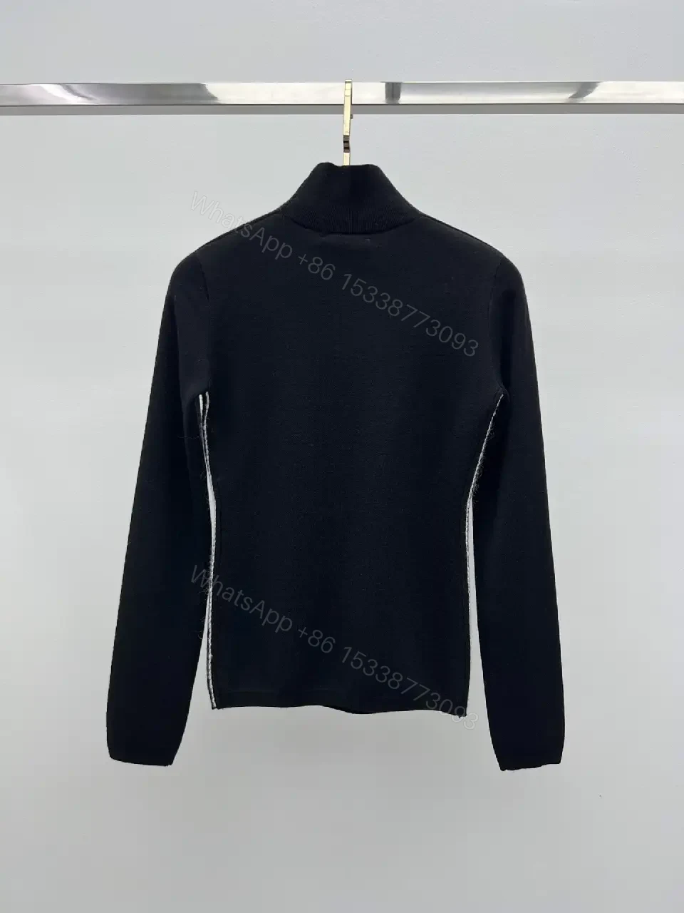 View 7 of Elegant Knit Turtleneck with Signature Embroidery, Black Knit Dishive