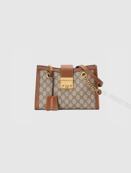 Gucci古驰 Padlock系列小号GG肩背档案包包/乌木/米白/黑色 — view 1