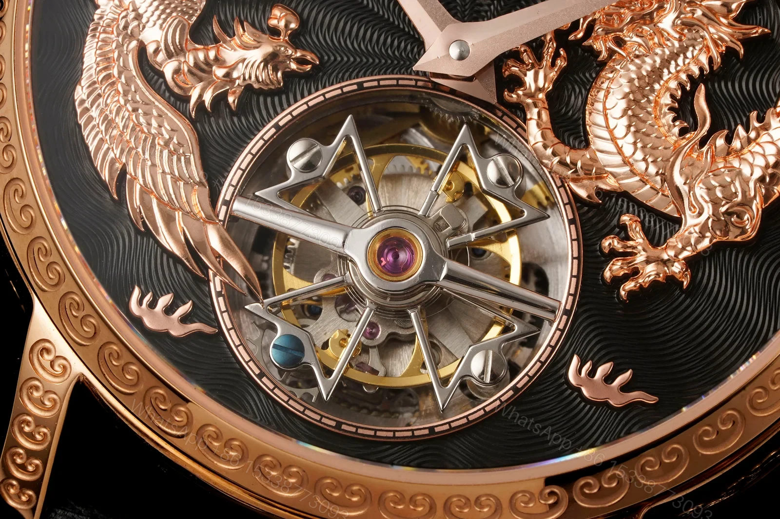 View 5 of Vacheron Constantin Traditionnelle Tourbillon Phoenix and the Dragon Pink Gold Black Dial 6040T/000R-B961