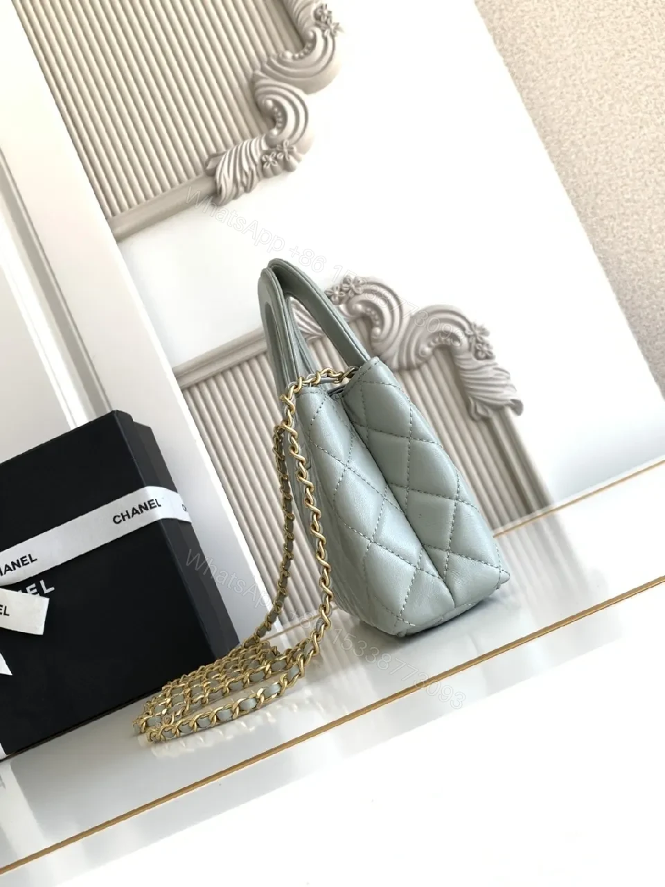View 3 of Quilted Mini Crossbody Bag - Gold Hardware Luxury Style