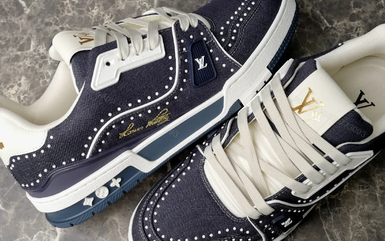 View 3 of Navy Suede Tech-Fabric High-Top Sneaker with Stud Detailing