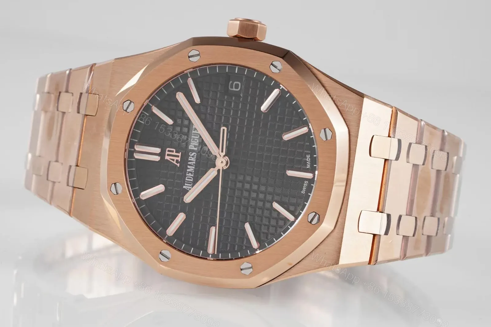 View 4 of APS Factory Audemars Piguet Royal Oak 15500 Rose Gold Black Dial Watch