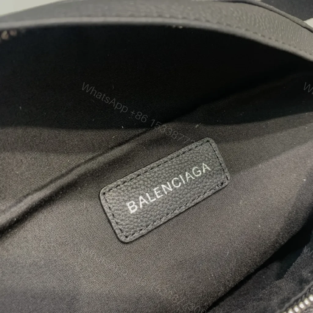 View 7 of Black Leather Belt Bag: Bold Logo, Modern Utility, Compact Style