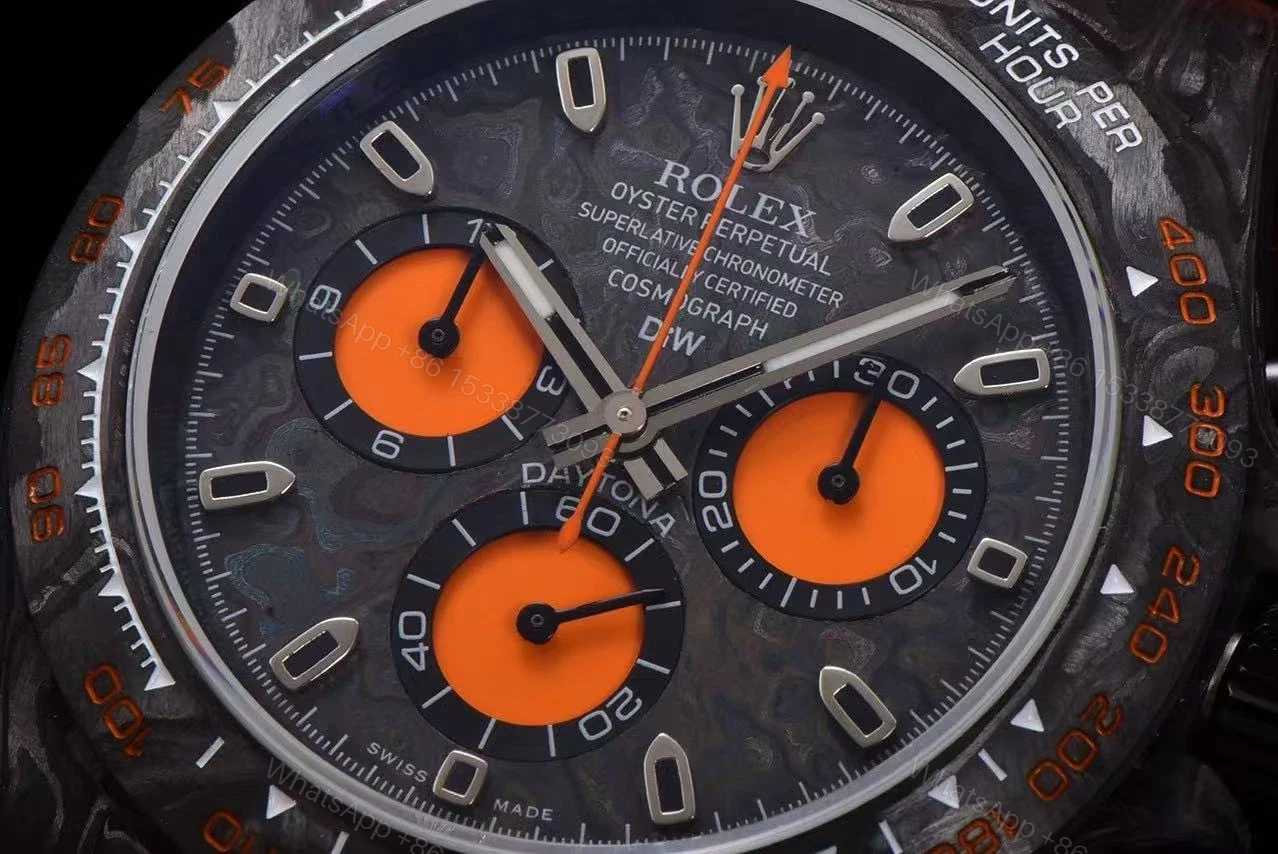 View 8 of Replica DiW Rolex Cosmograph Daytona All Carbon Orange Edition