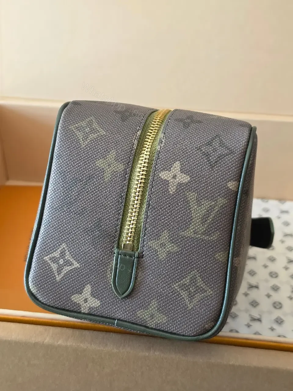 View 11 of Dark Gray LV Monogram Canvas Shoulder Bag with Gold Hardware