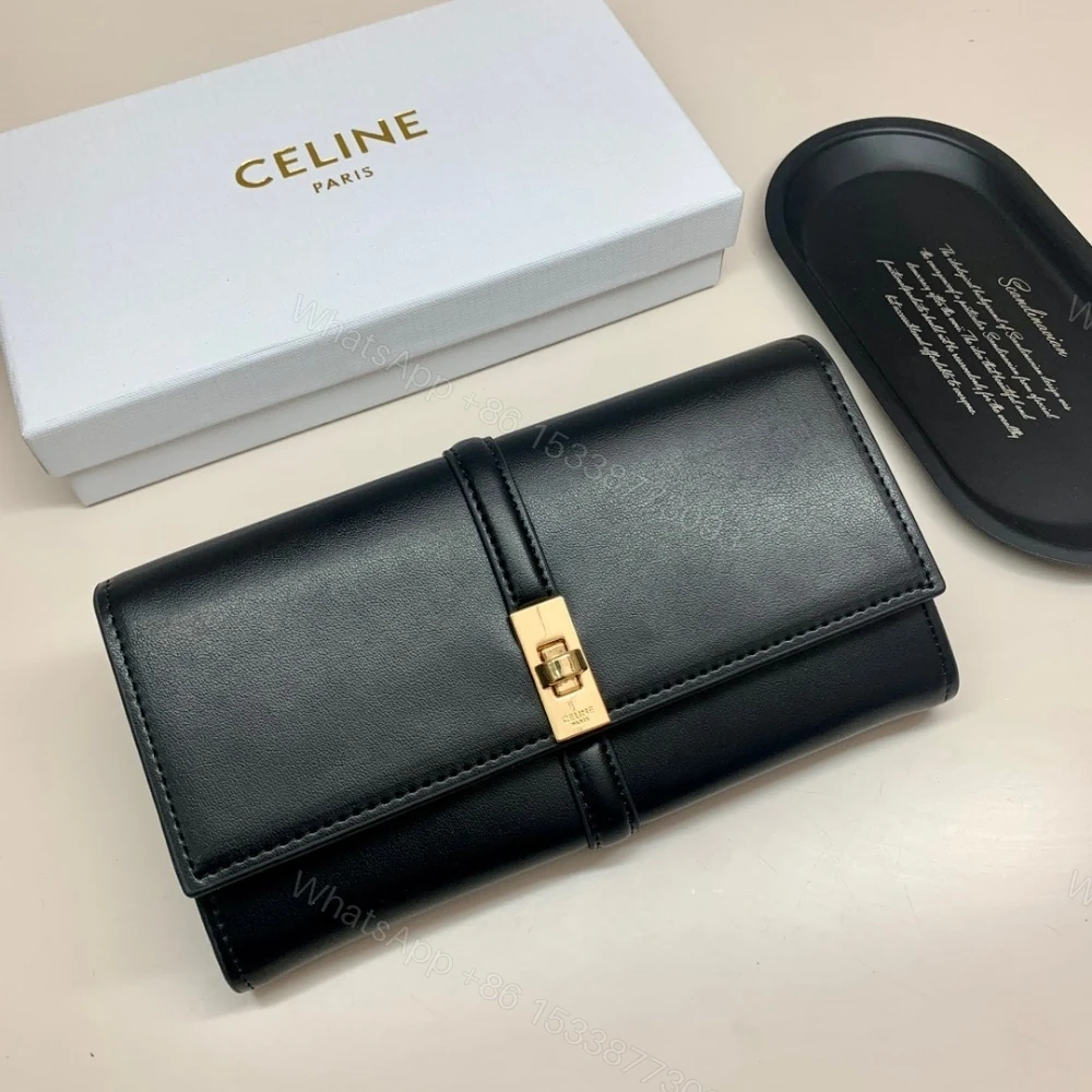 View 2 of CELINE LARGE WALLET 16 IN SATINATED BLACK 19CM 10M033CQ7 38NO