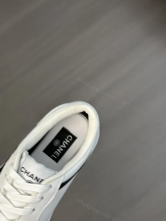 View 7 of White Leather Sneaker: Chanel-Inspired, Subtle Contrast, Luxury Comfort