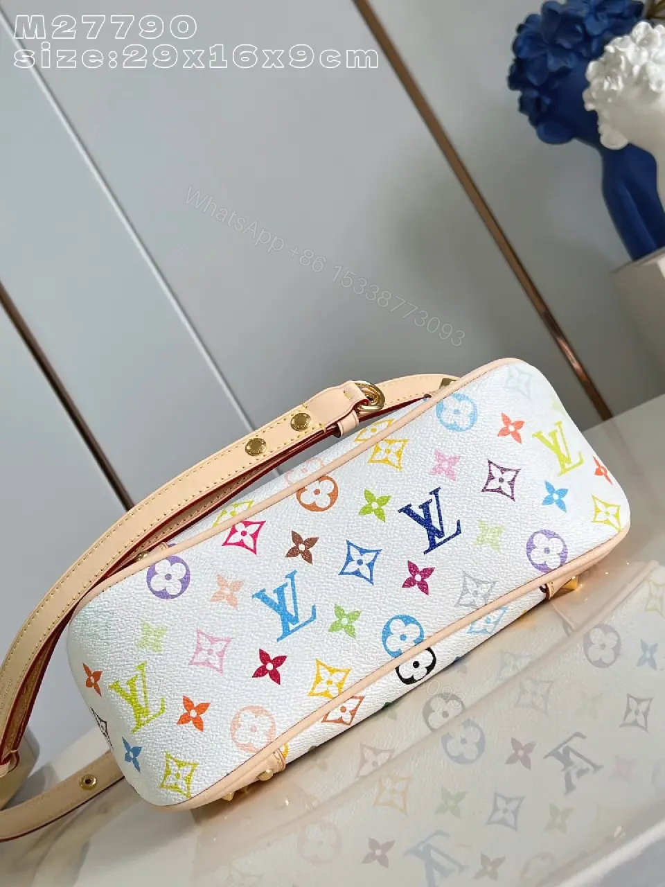 View 4 of Colorful Monogram Hobo Bag - Rainbow Print, Structured, Crossbody