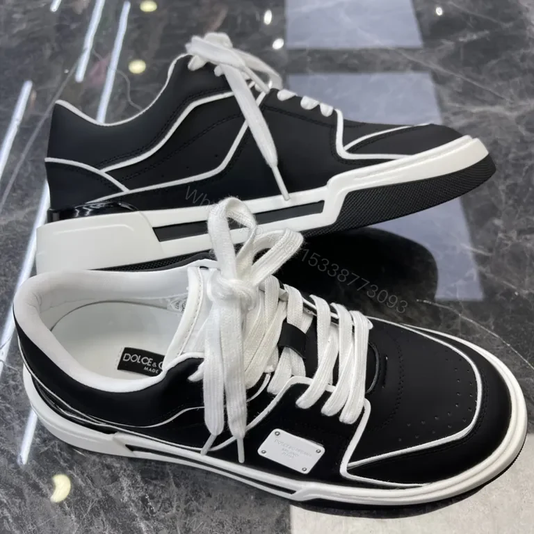 View 4 of Monochrome High-Tops: Italian Leather, Luxe Contrast Sneakers