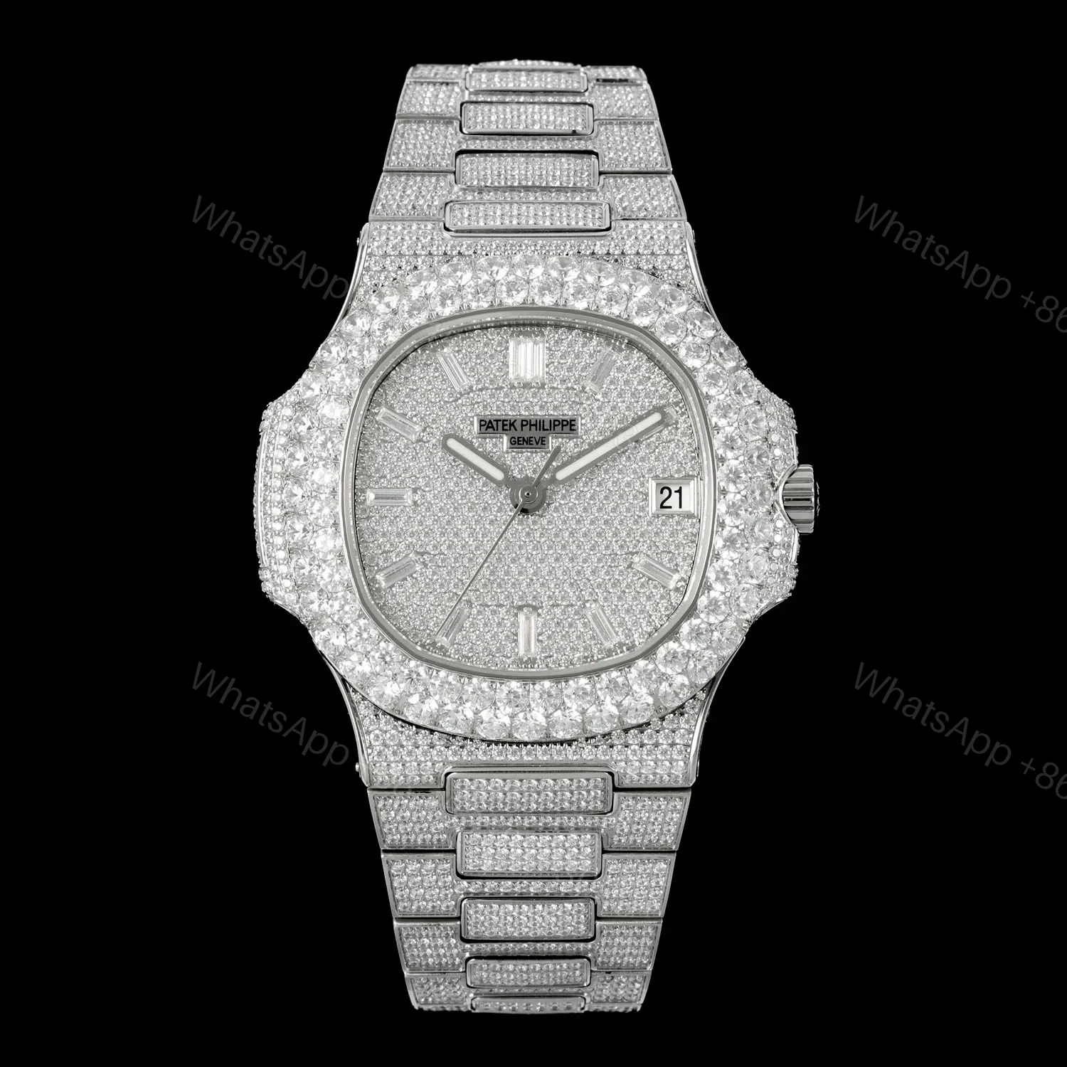 Patek Philippe Nautilus 5711 Diamond Pavé Luxury Watch 40mm Full Diamond Edition AMG-PP-BD1-5711-FULL-DIAMOND — view 1