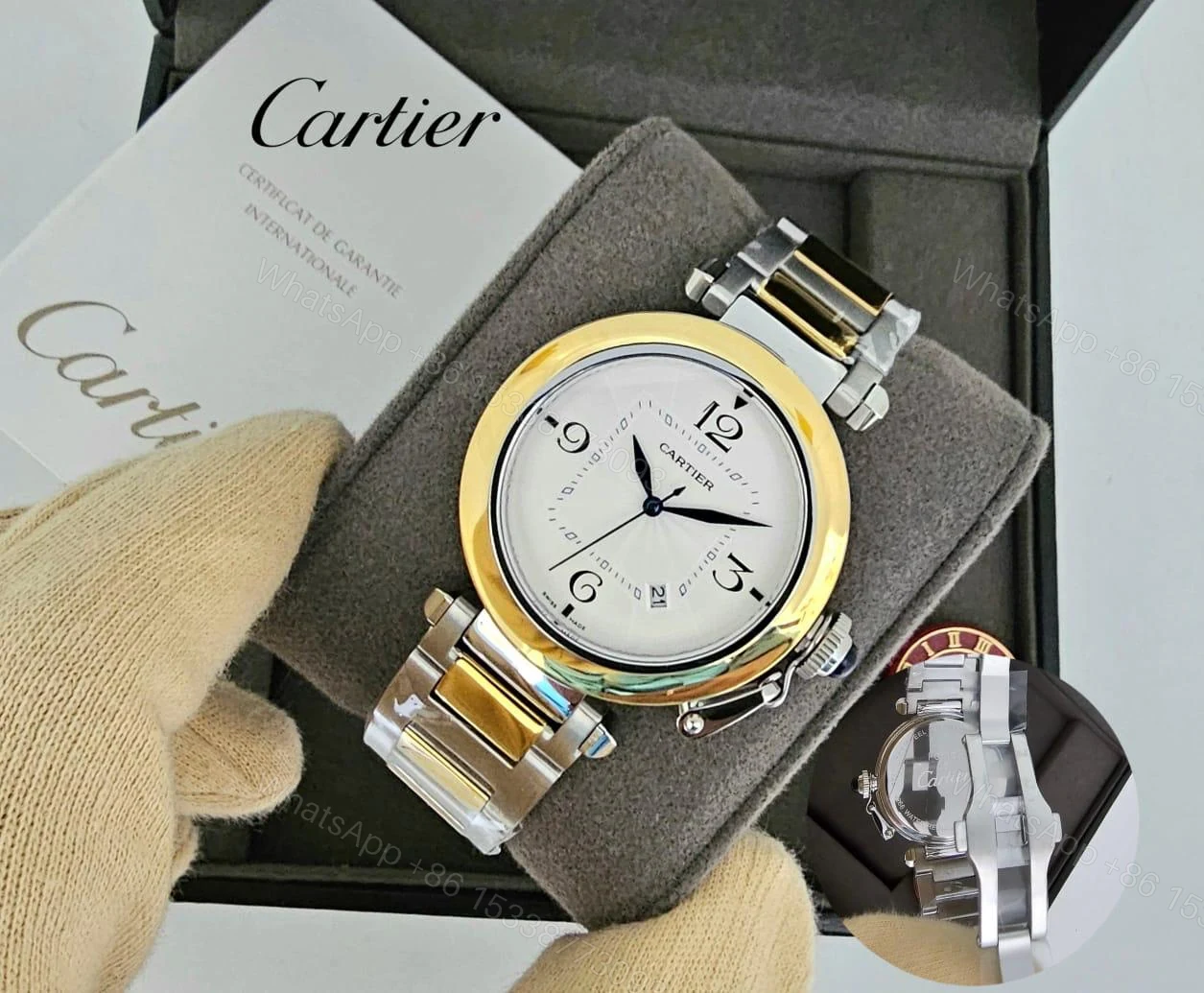 Cartier Pasha Two Tone White Dial Watch — view 1