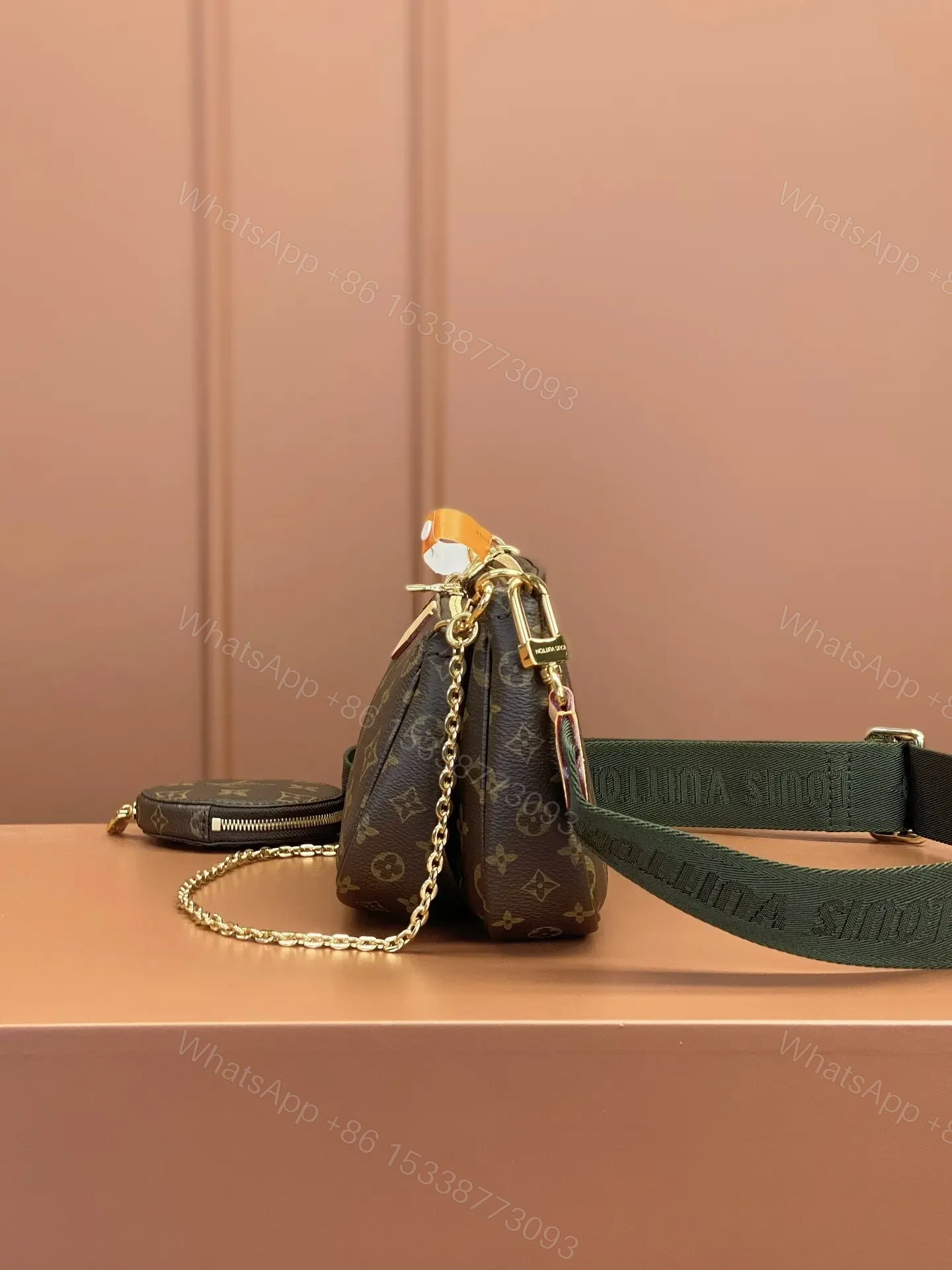 View 6 of Louis Vuitton LV Multi Pochette Handle Fabric Green Handbags Monogram