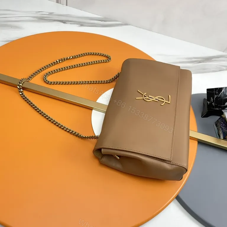 View 6 of Gold-Tone Logo Crossbody Bag: Minimal Leather Luxury