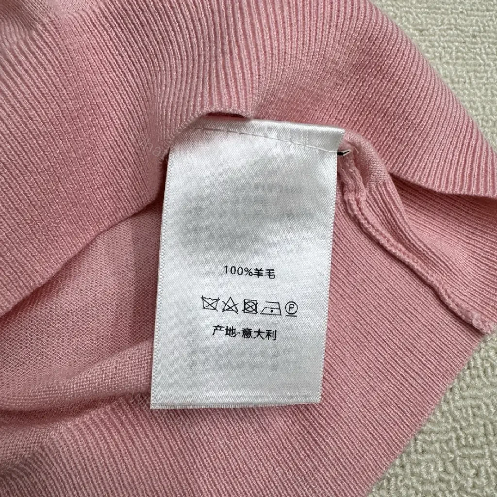 View 3 of Pink Cotton Knit Short Sleeve Dior Style with Logo Key Feature Tee