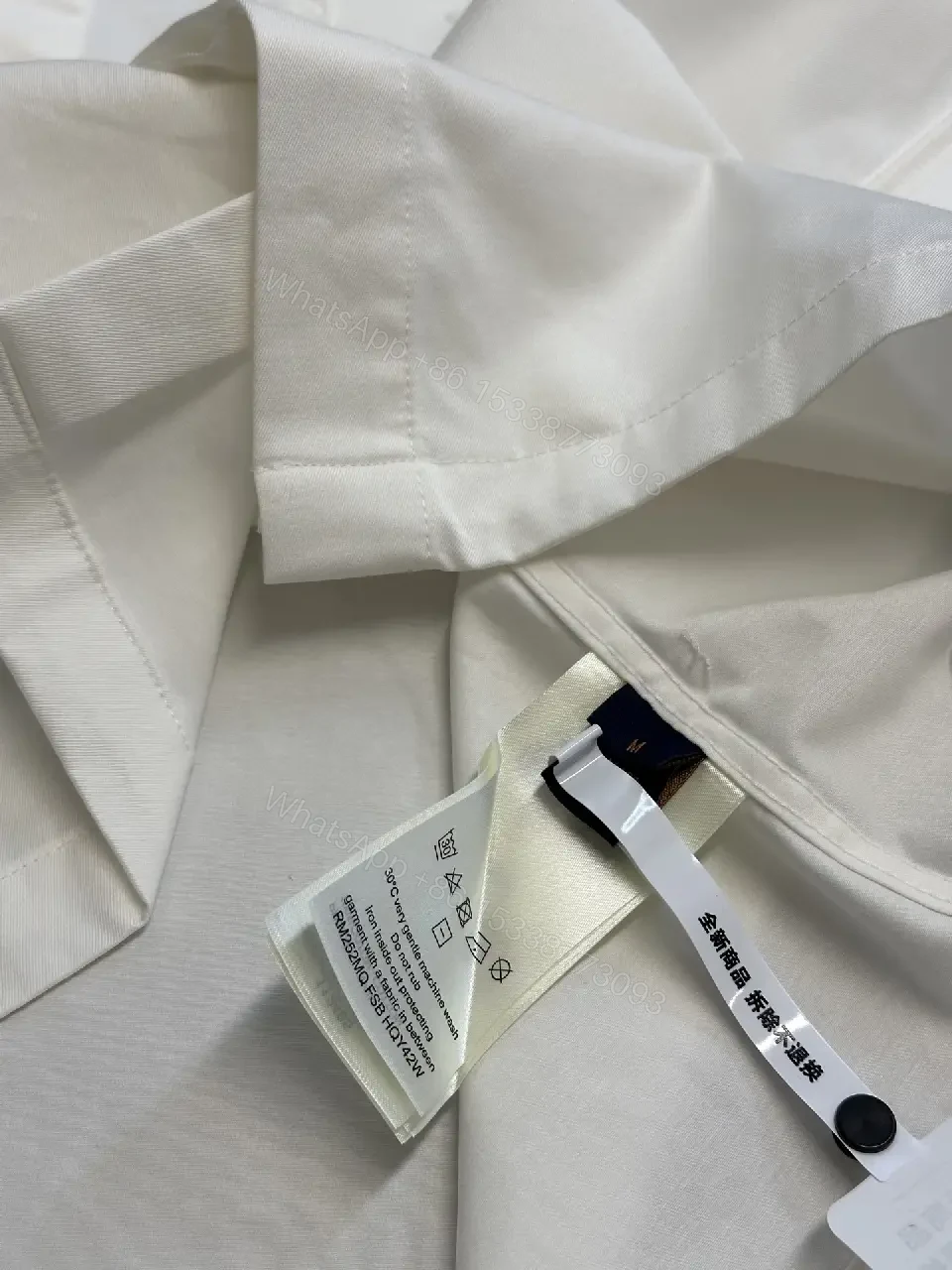 View 8 of White Cotton-Blend Shirt with Embossed Pocket Texture, Modern Luxury