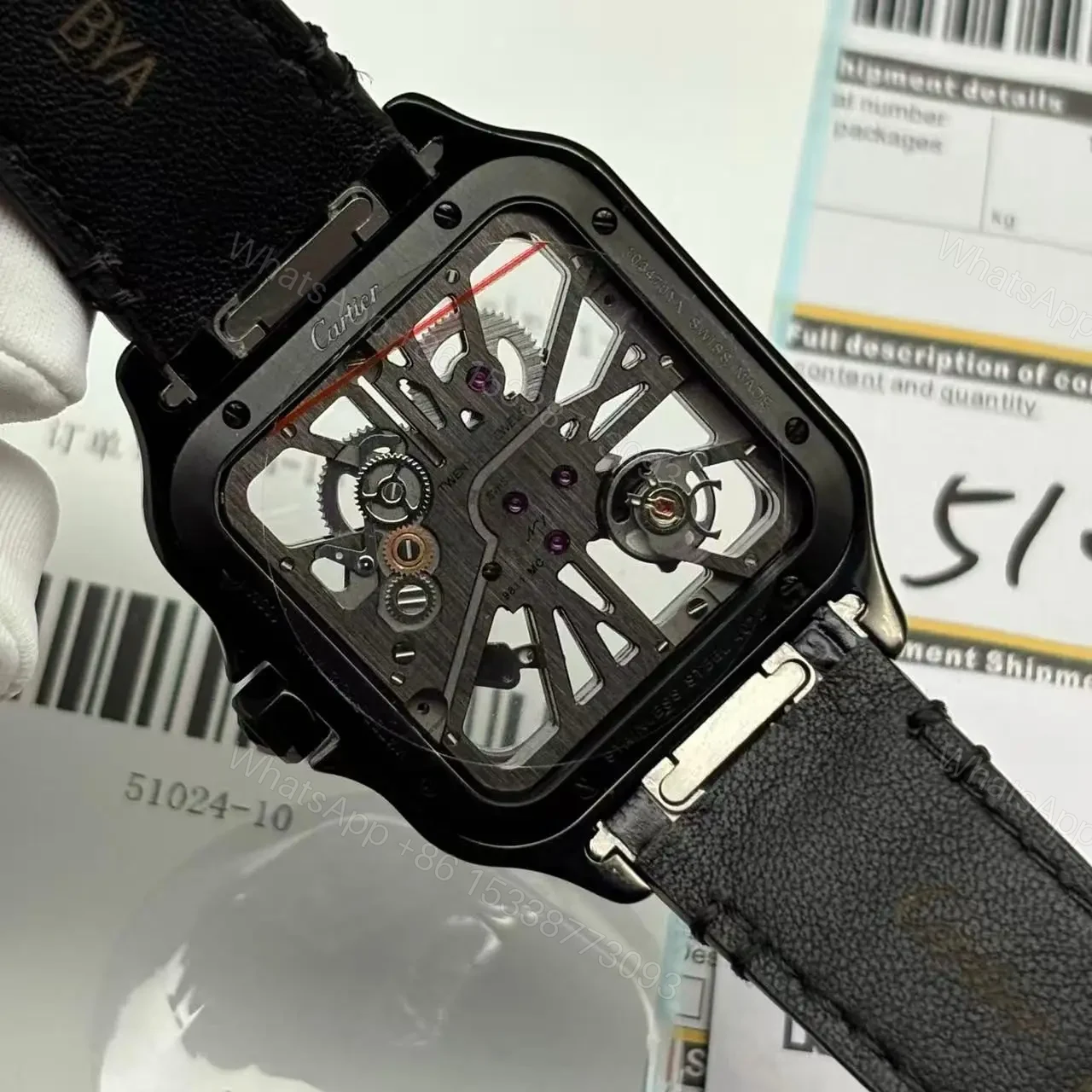 View 7 of Replica Cartier Santos WHSA0009 Skeleton Watch