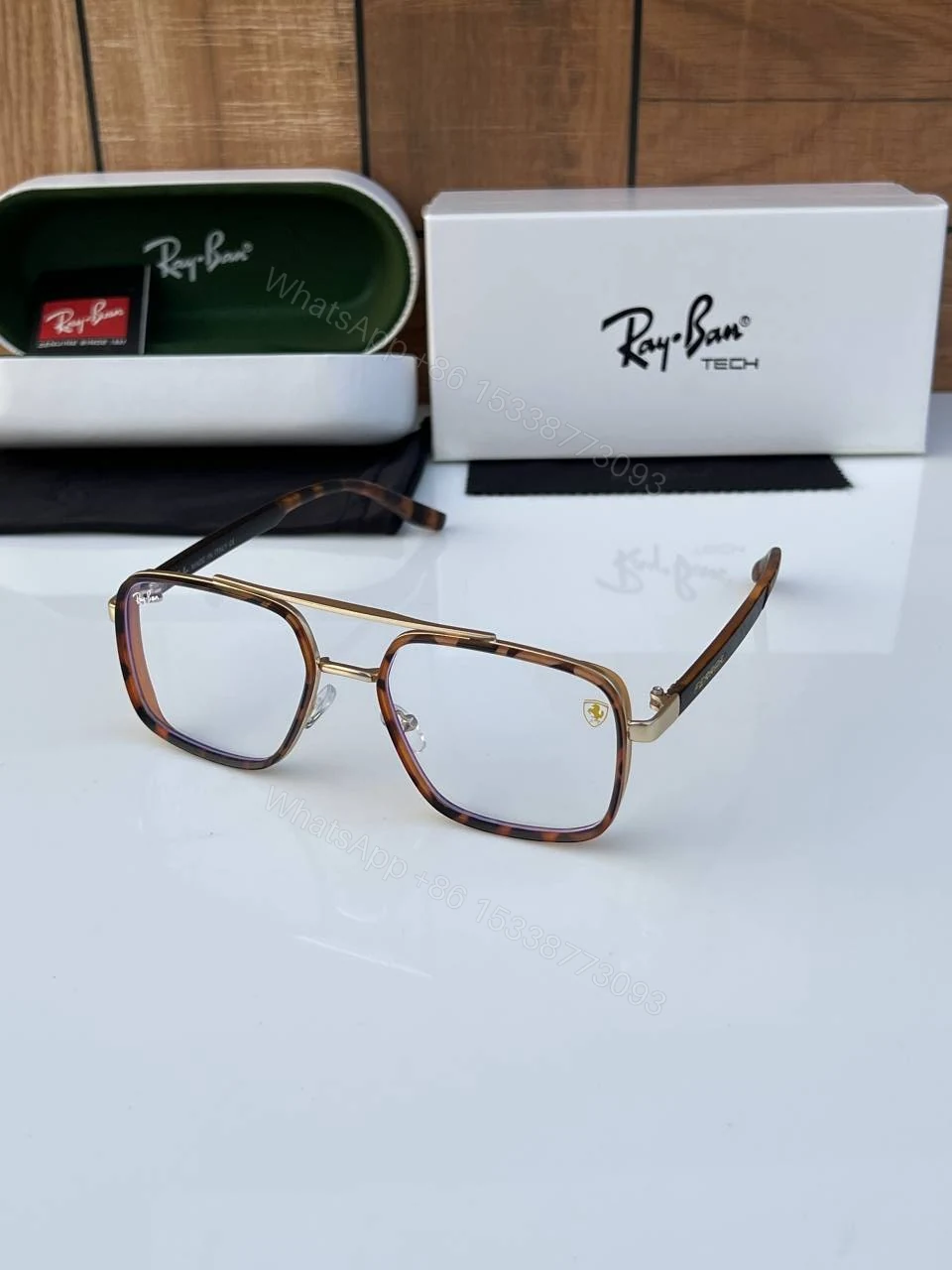 First Copy Rayban 6830 Gold Tiger Plano Luxury UV Protection Sunglasses — view 1