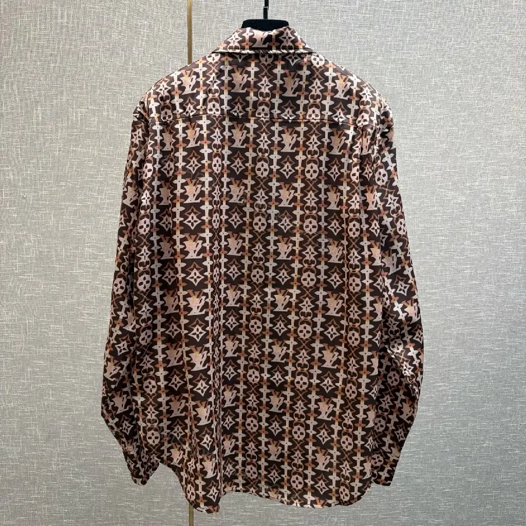 View 10 of Patterned Silk-Blend Shirt: Luxe Geometric Pattern, Silk-Blend, Buttoned Shirt