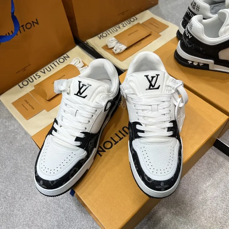 View 6 of White & Black LV-Embellished Sneaker: Luxury Street-Ready Comfort
