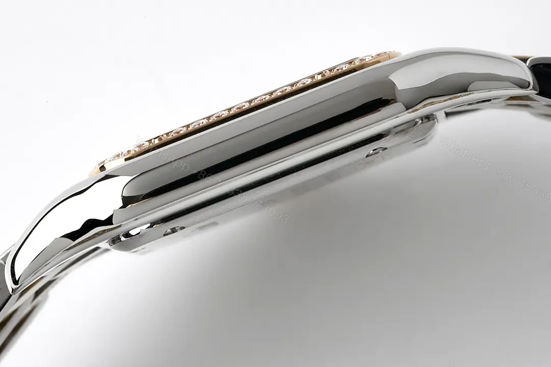 View 6 of JF Factory Cartier Panthère de Cartier Two-Tone Stainless Steel Watch with Diamond Bezel – 27x37mm Silver Dial, Blue Hands