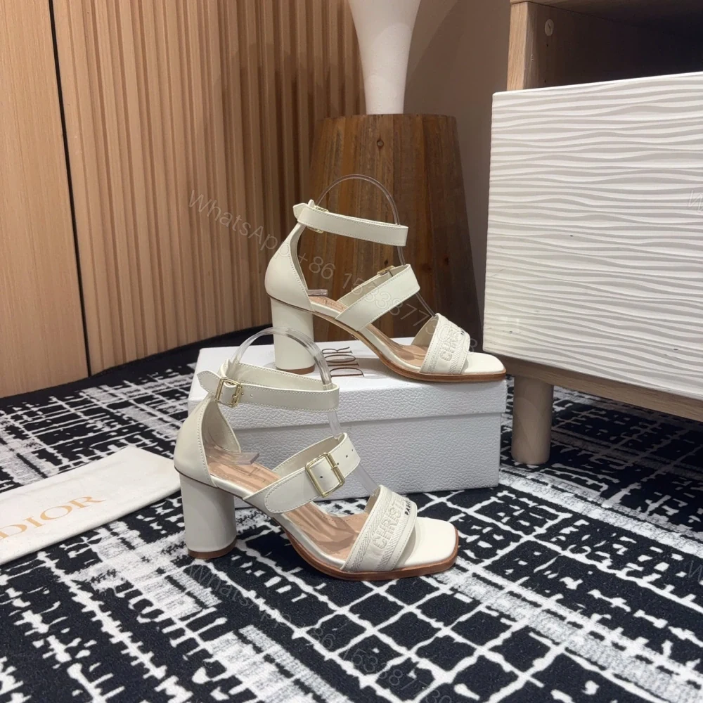 View 7 of 高仿Dior*Dway3系列KDO182高跟刺繡涼鞋白色免檢版