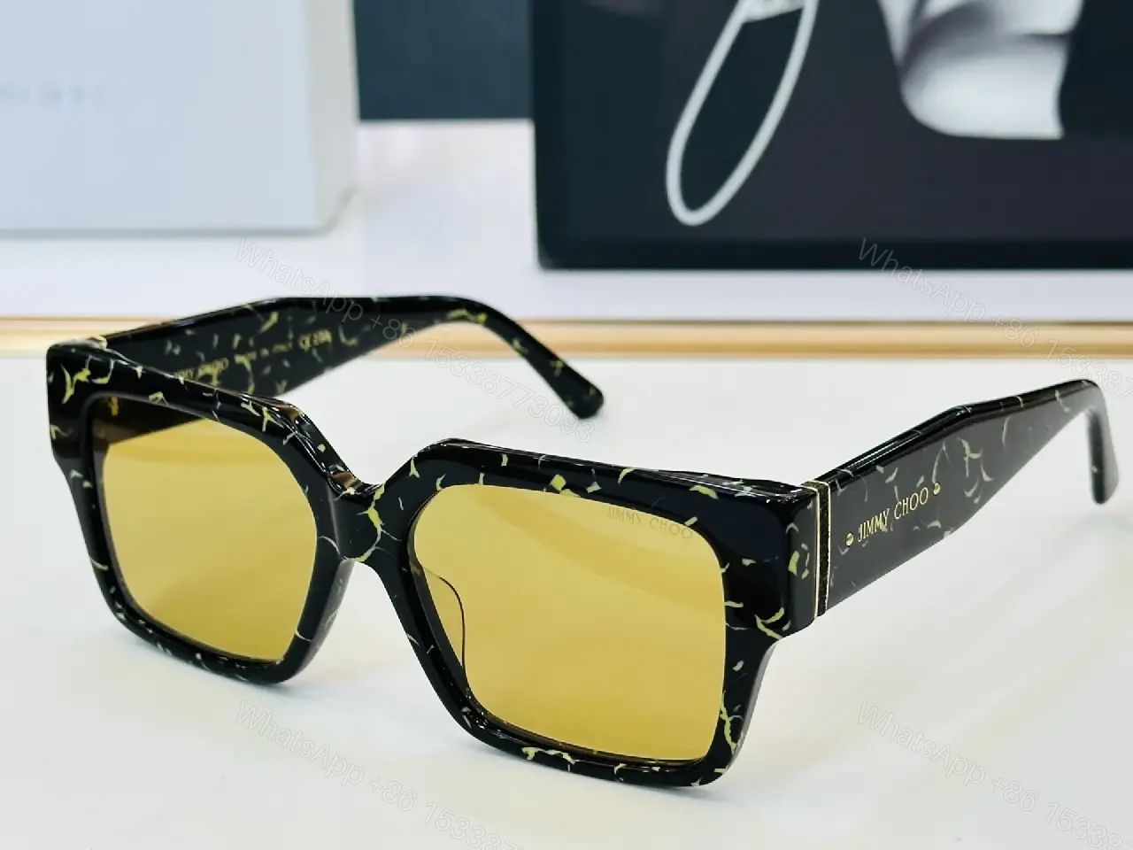 View 2 of Black Frame Polycarbonate Oversized Bold Chunky Silhouette Sunglasses