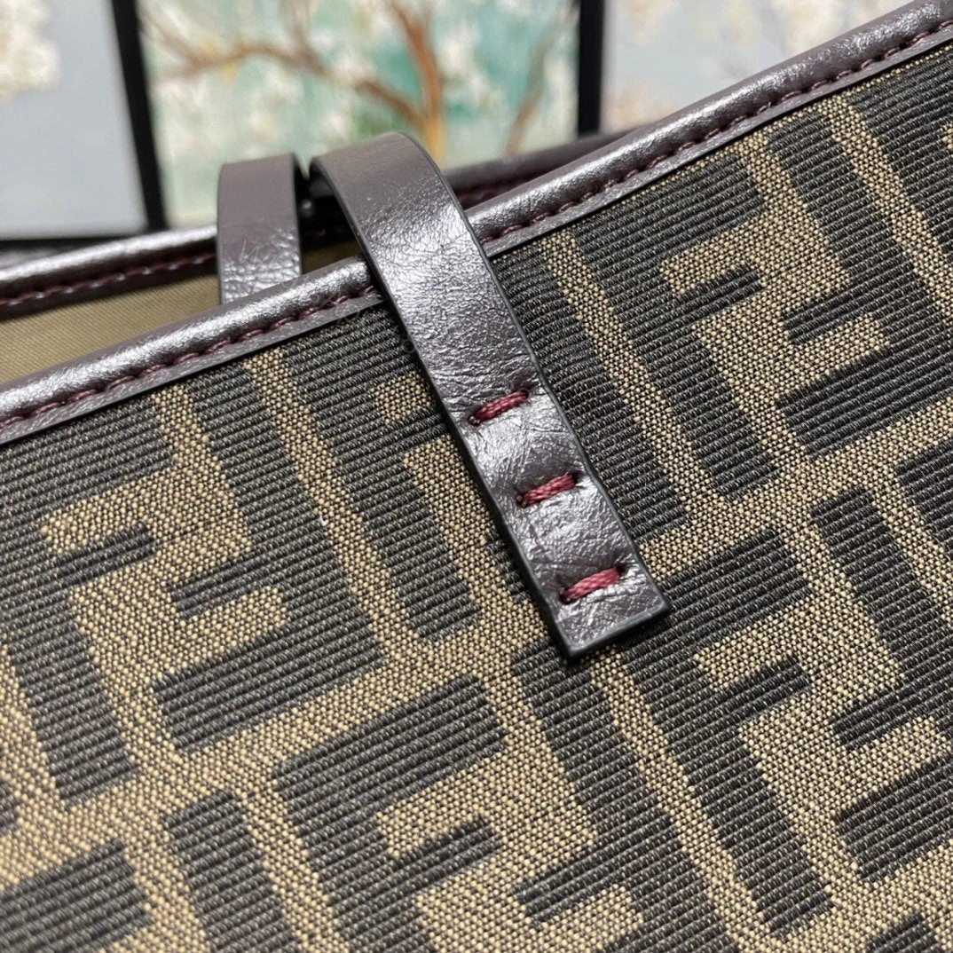 View 7 of Fendi Tobacco Blue Zucca Print Coated Canvas Medium Roll Tote Bag