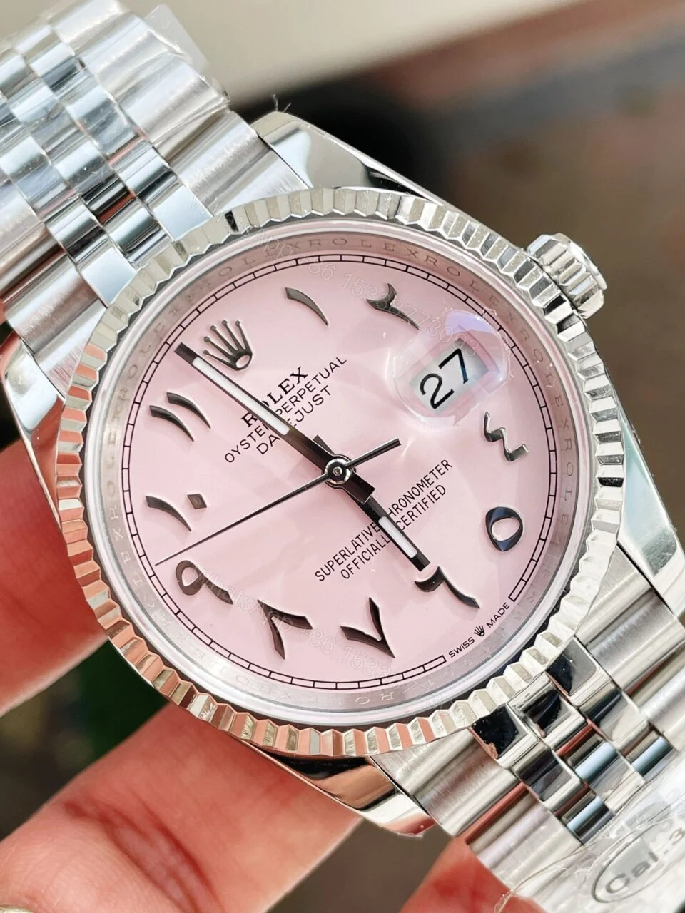 View 3 of DIWF Factory 1:1 Rolex DateJust 36 126234 Best Edition 904L Steel Tiffany Pink Dial Arabic Marker SA3235