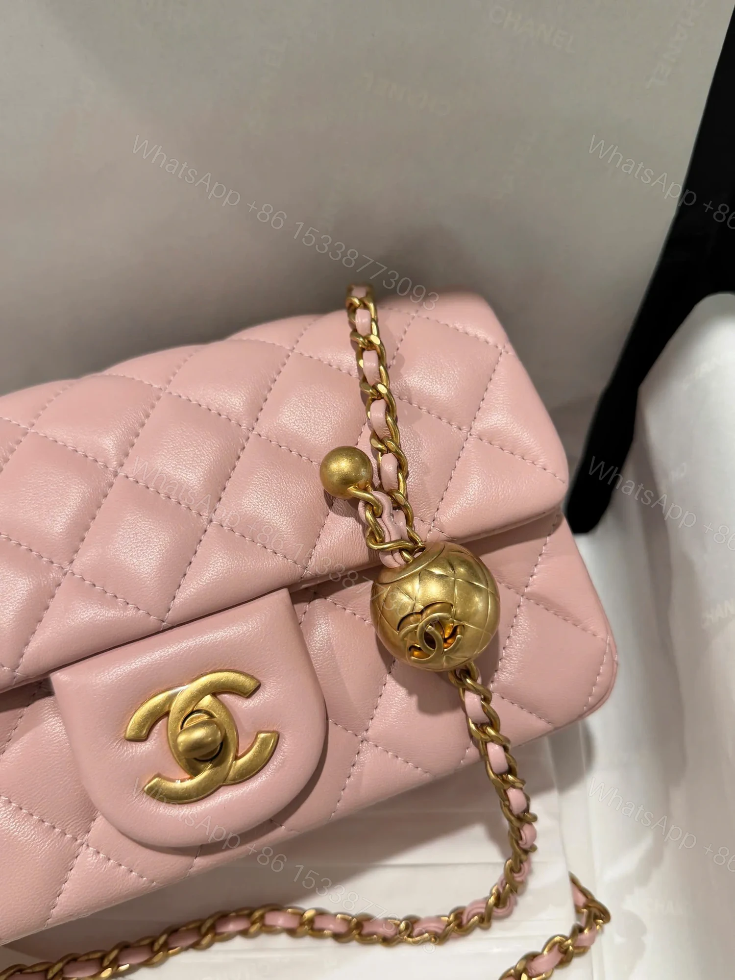 View 5 of Chanel Classic Bell Bag Handbags Woman’s Like Auth Pink Sheepskin 20cm