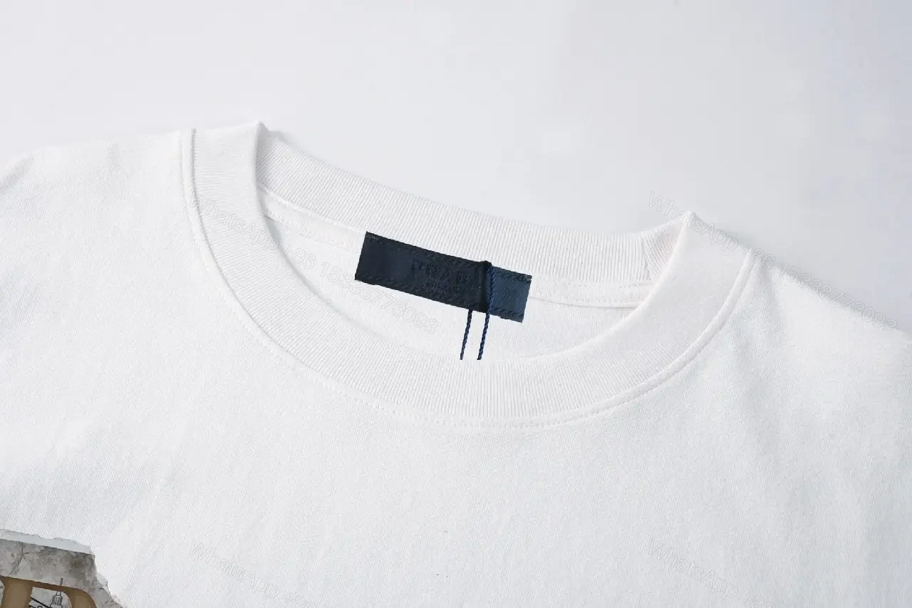 View 9 of White Cotton Minimalist Graphic Tee with Pearlescent Accent