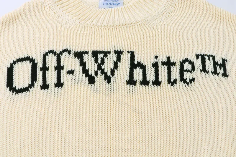 View 6 of Ivory Knit Crewneck with Bold Logo - Elevated Everyday Luxury