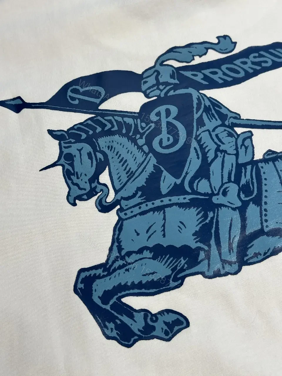 View 10 of White Plain Knit Cotton Oversized T-shirt Burberry Logo Chest T-shirt