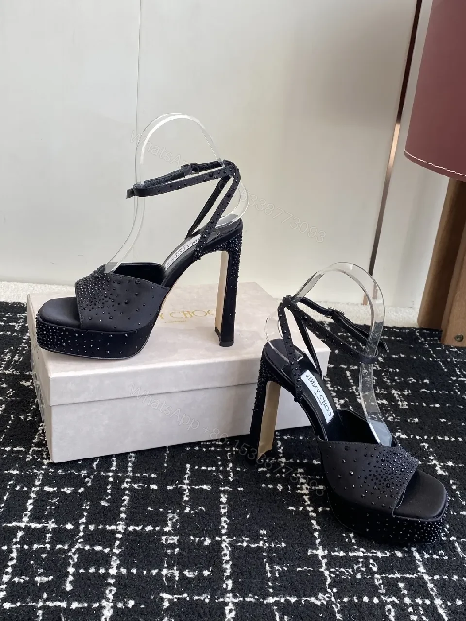 View 5 of Elegant Sandals: Suede-Gloss Open-Toe High Heel for Glam Comfort