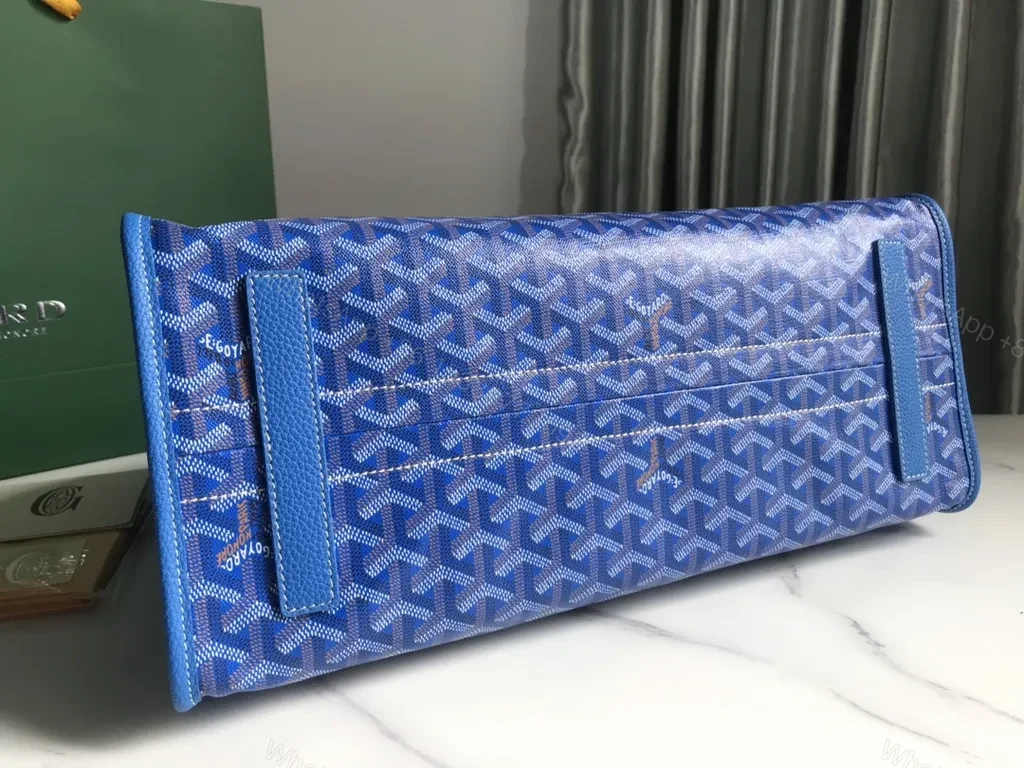 View 7 of Blue Goyard-Inspired Patterned Handbag: Luxe Everyday Tote