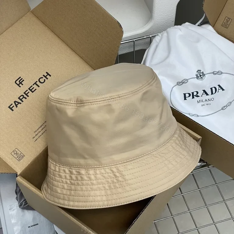 View 6 of Beige Prada-Inspired Bucket Hat: Luxe, Sun-Smart Elegance