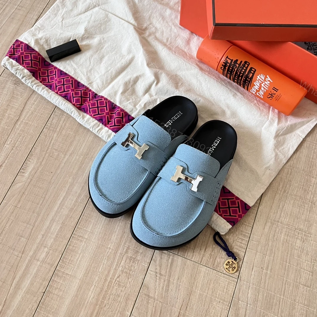 View 3 of HERMÈS GO MULE H SANDAL IN BLUE