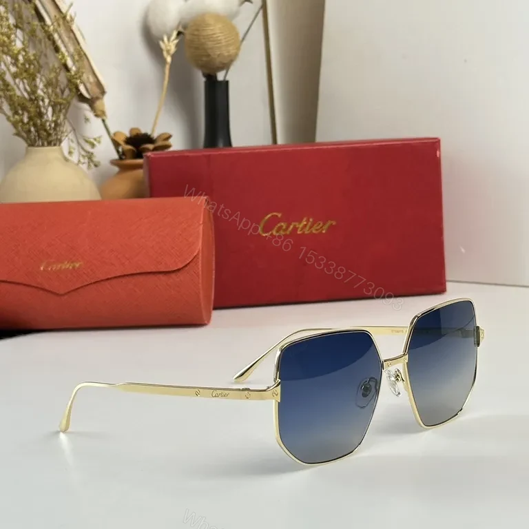 View 9 of Golden Frame Cartier Sunglasses: Modern Luxe UV400 Glasses