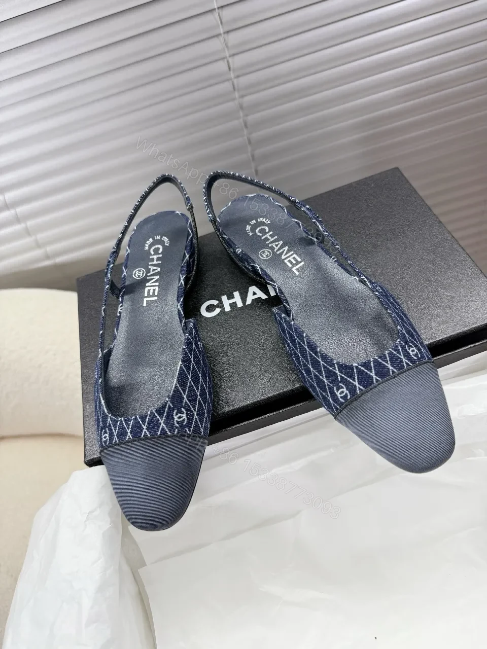 View 5 of Denim-Patterned Pumps: Luxe Texture, All-Day Comfort, Pointed Toe