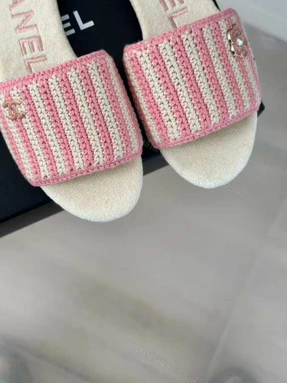 View 2 of Chanel-Inspired Knit Slides: Plush Comfort Luxury Sandals